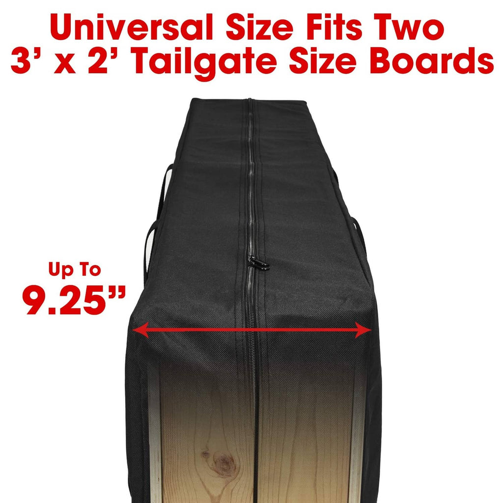 Black corn hole carry case with zipper and handles, fits up to 9.25 in