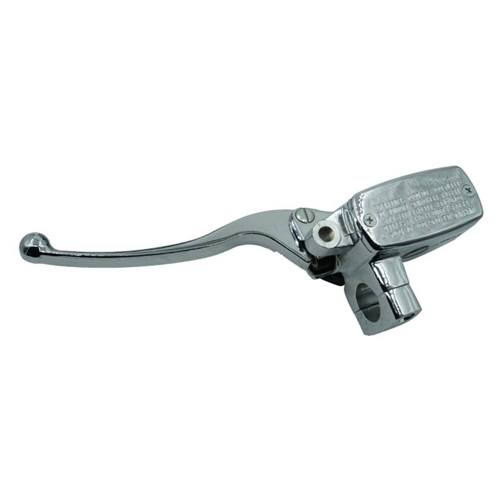 Chrome motorcycle hydraulic clutch master lever with textured reservoir cover