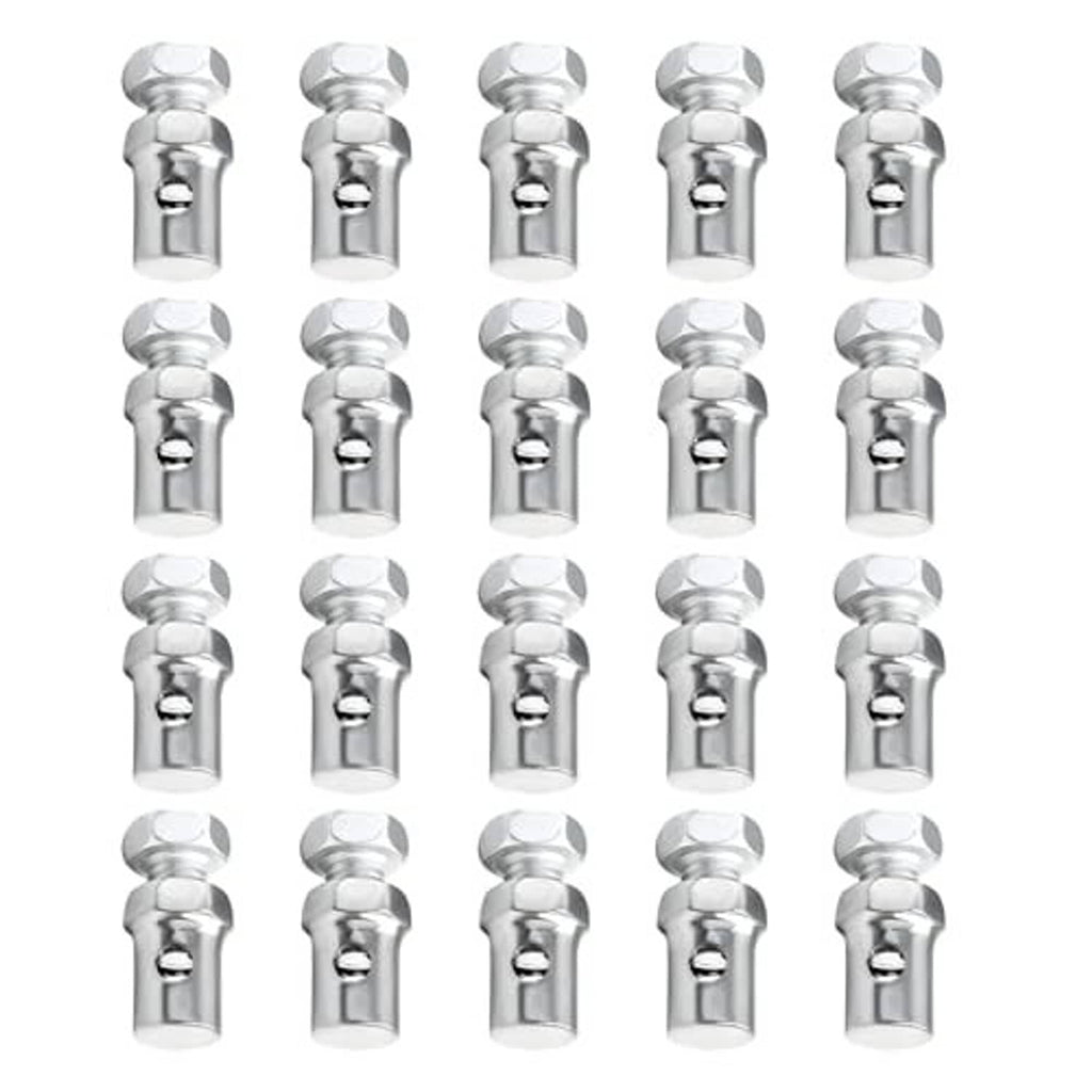 Assorted throttle brake cable ends and clamp collars in shiny chrome metal, universal (20 pcs)