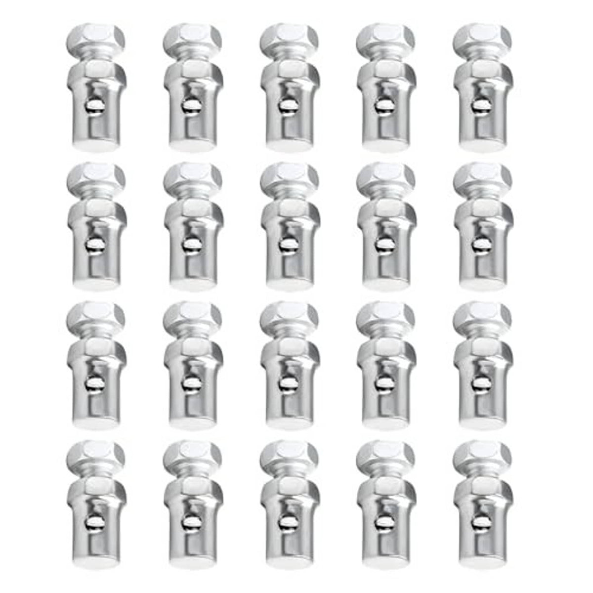 Assorted throttle brake cable ends and clamp collars in shiny chrome metal, universal (20 pcs)