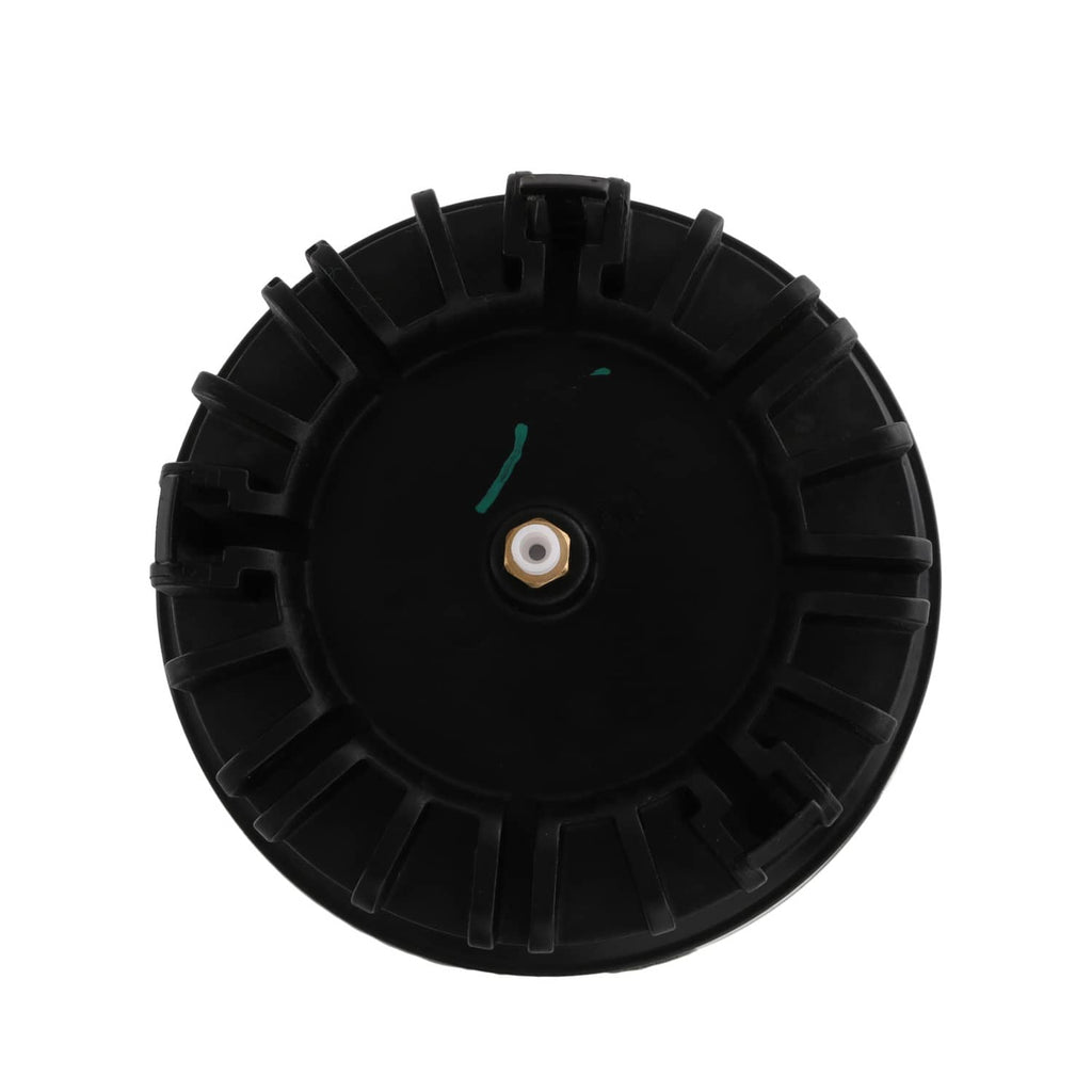 Black air suspension spring component with circular fins and metal center