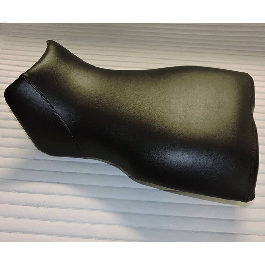 Black contoured ATV seat cover, angled view with raised front and rear sections