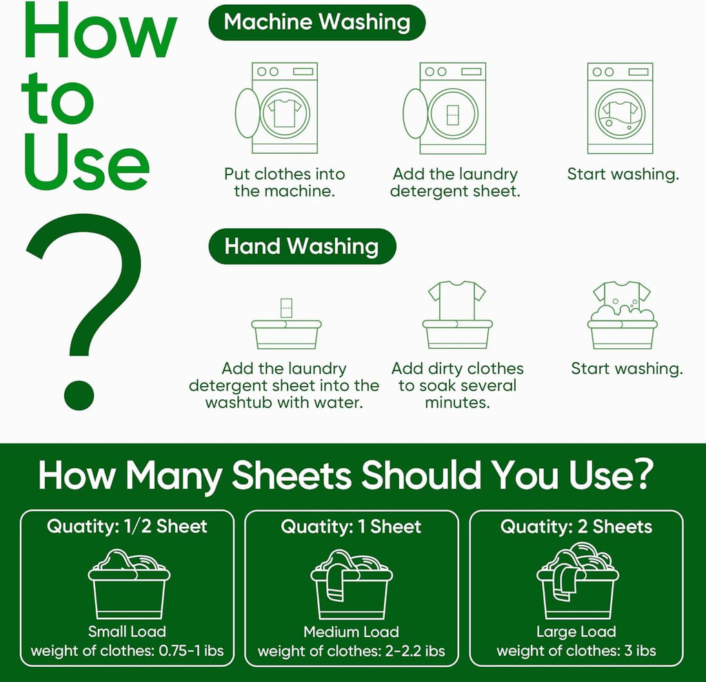 How to use laundry detergent sheets for machine and hand washing steps