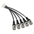 Black BNC male coaxial cable with exposed tail-wire ends and multiple pigtails