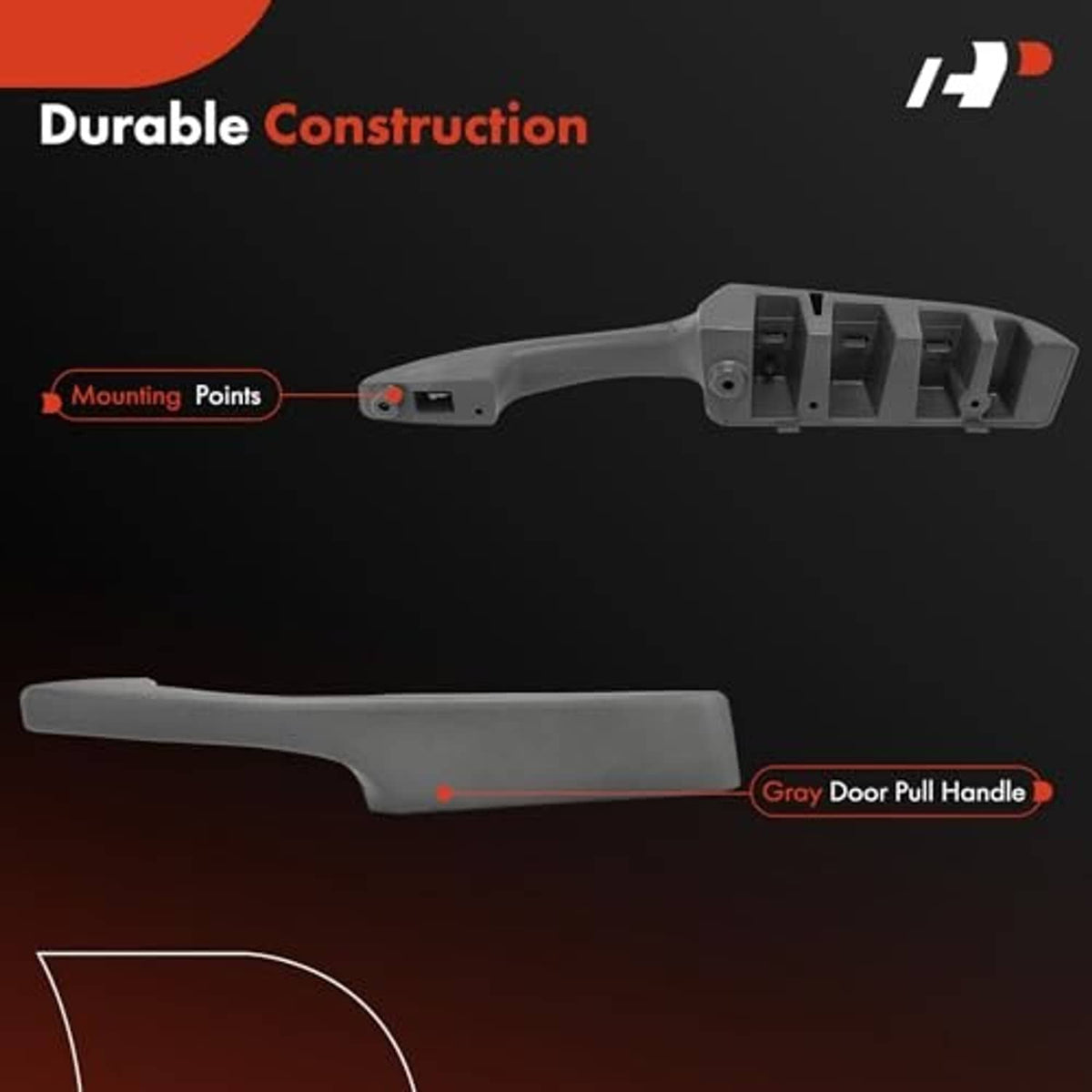 Gray interior door pull handle and armrest for front right side