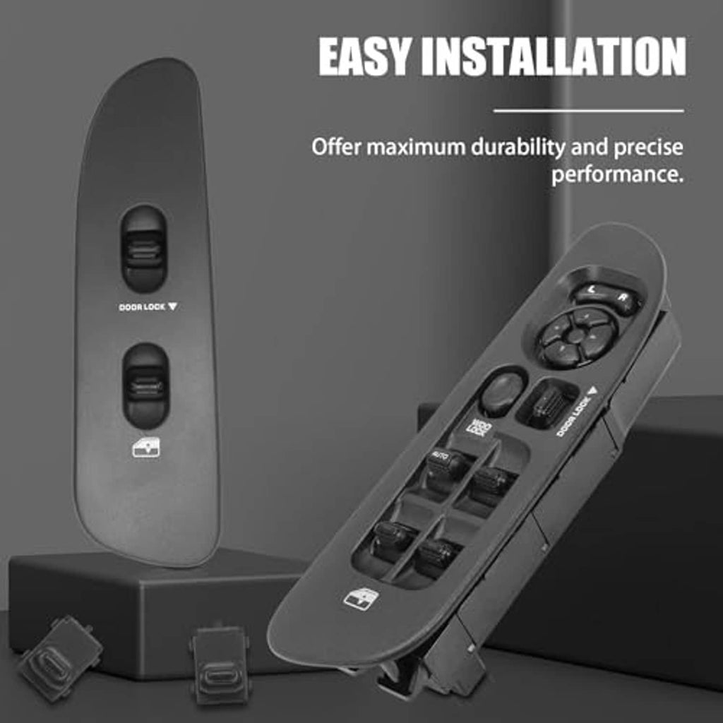 Window switch bezel panel with installed control modules, dark gray