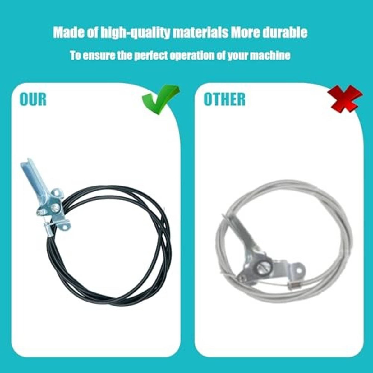 Black throttle cable assembly with silver bracket and attachment bolts