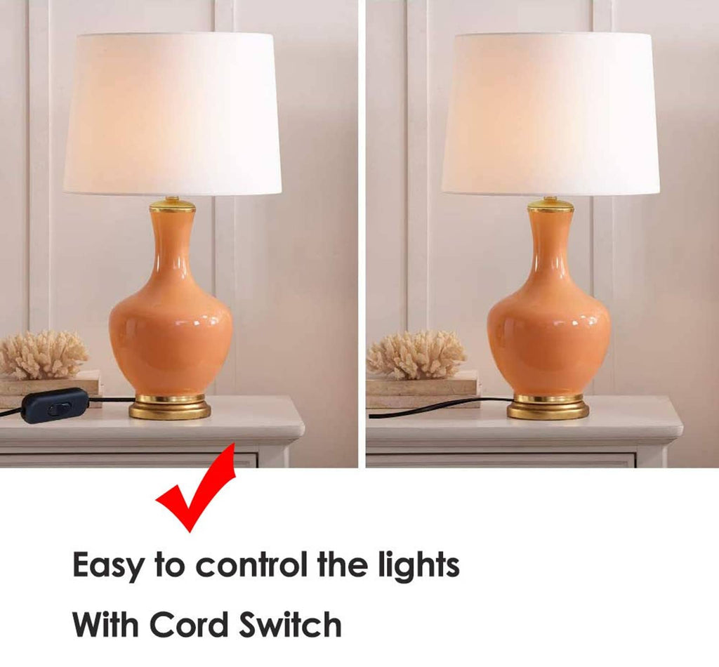 Inline cord on-off switch placed on a table with a lamp