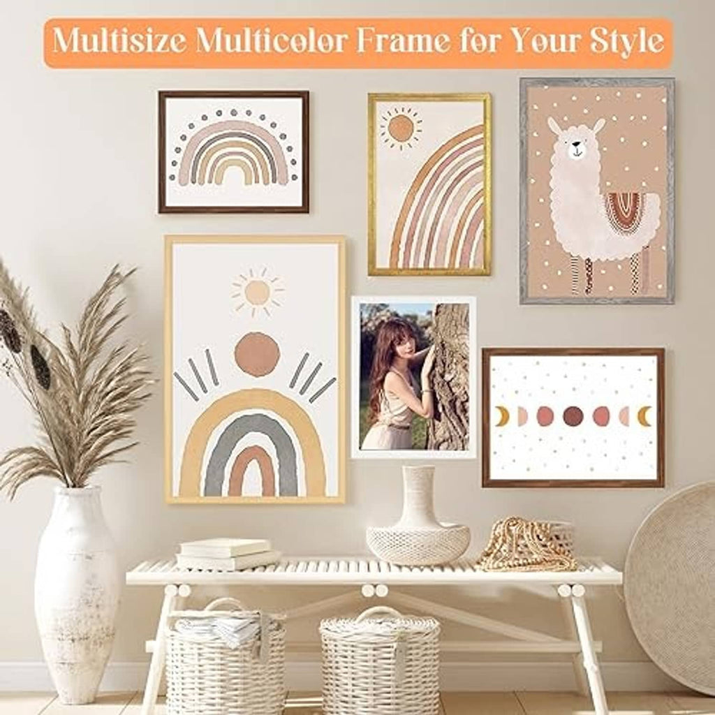 Wood picture frame set with mixed colors for wall art and photos