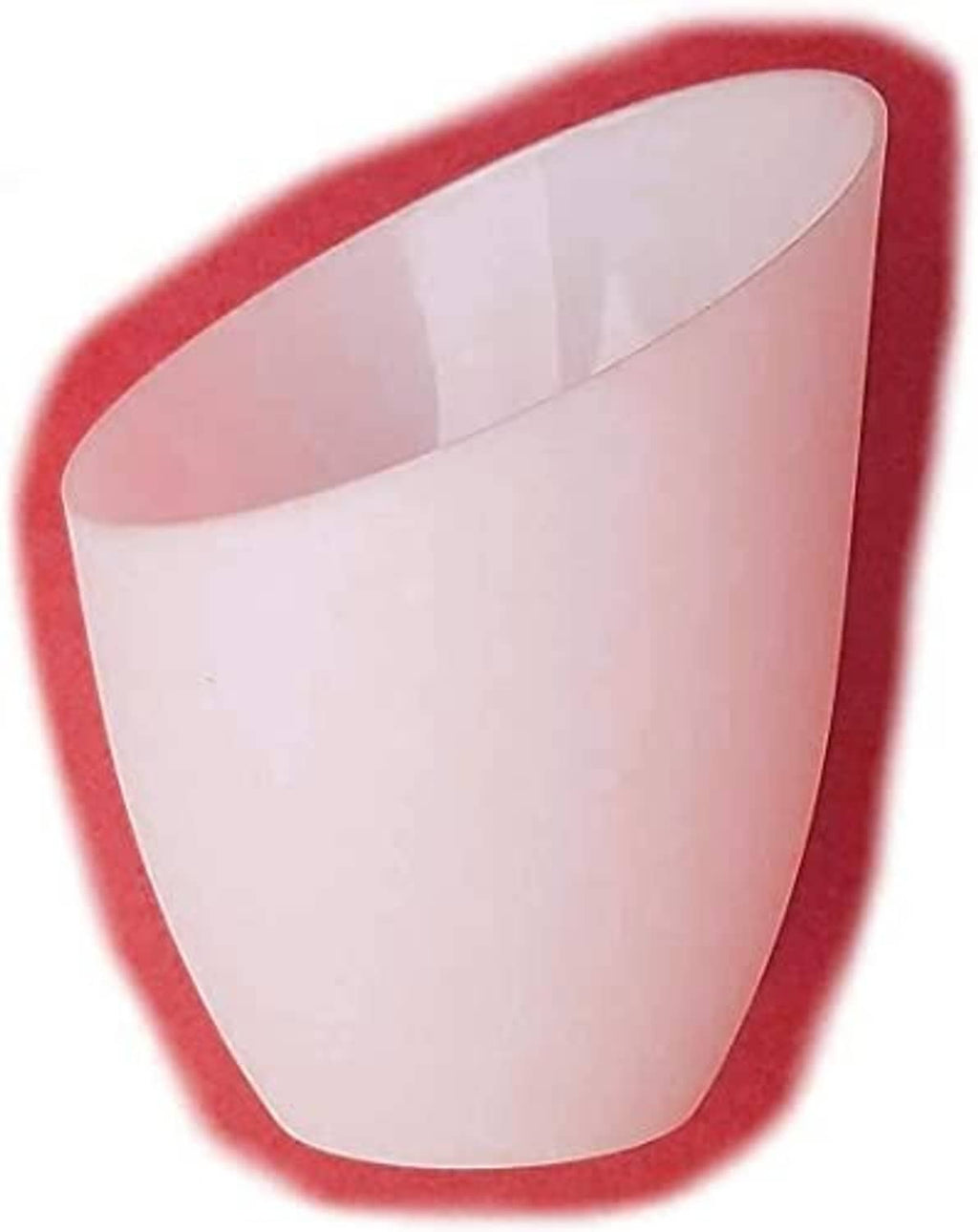 White plastic cone lampshade, open bottom, smooth inner surface.