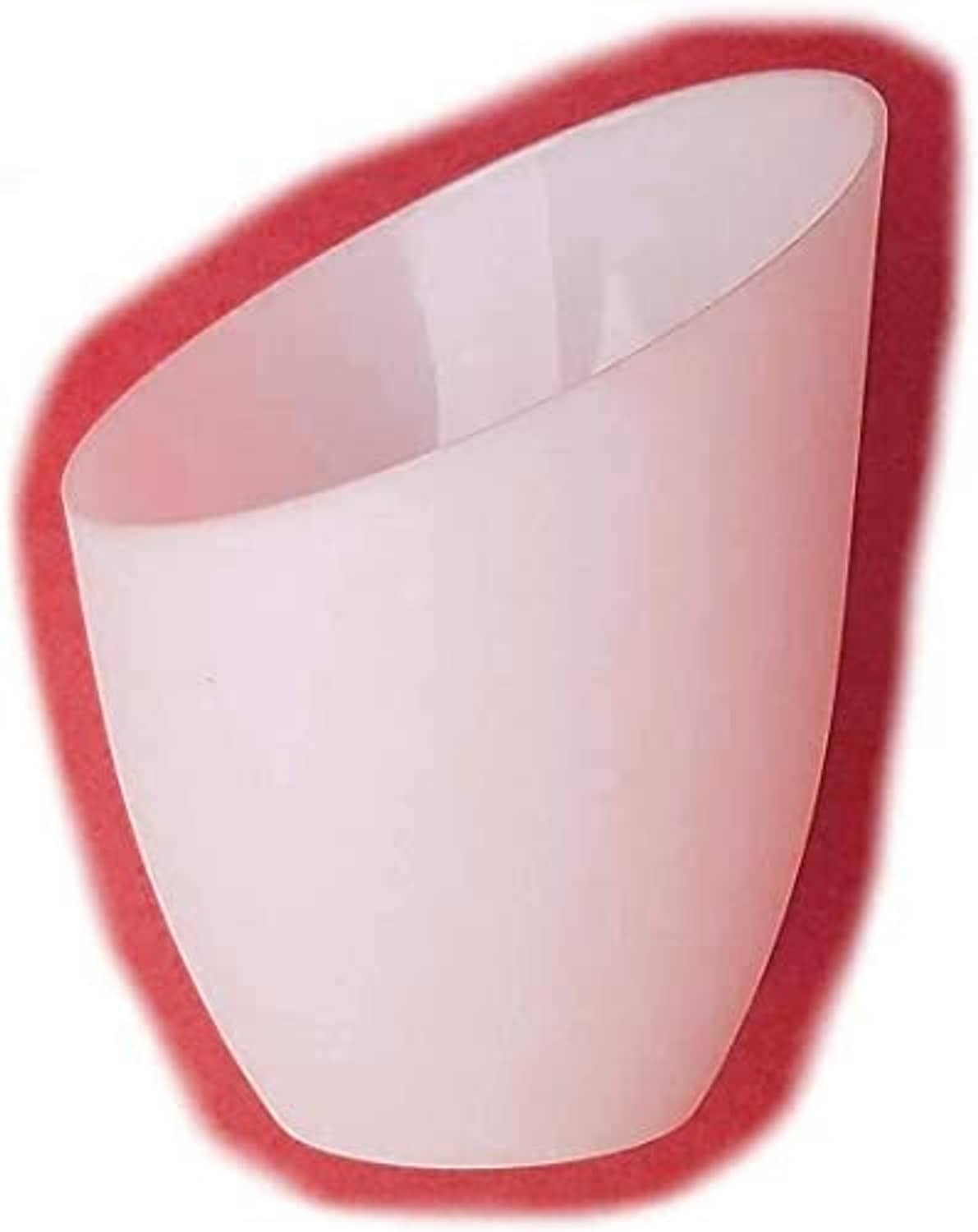 White plastic cone lampshade, open bottom, smooth inner surface.