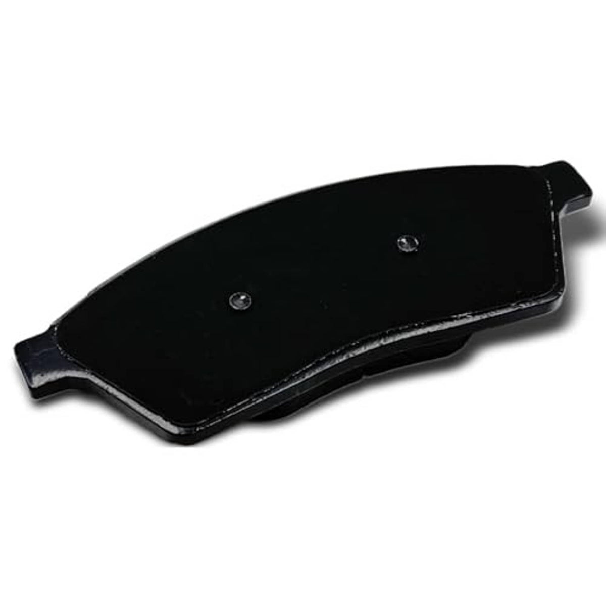 Ceramic brake pad, dark backplate with two small mounting holes