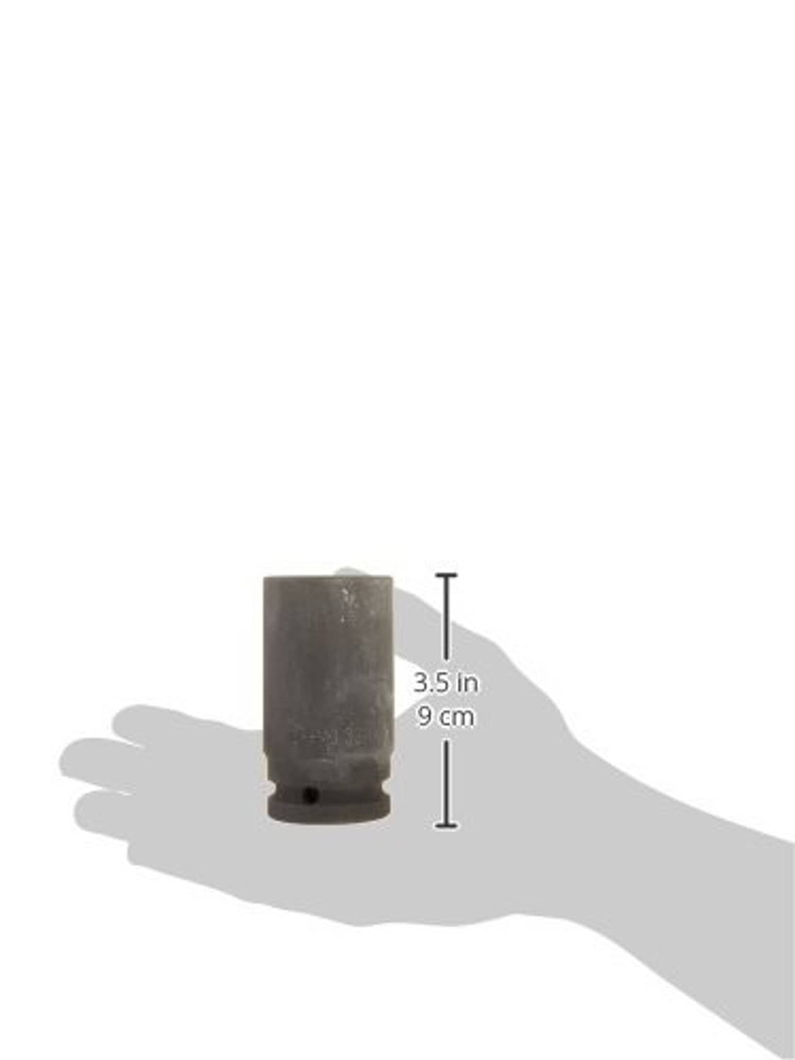 Deep impact socket, 3.5 in (9 cm) length, dark finish, drive end