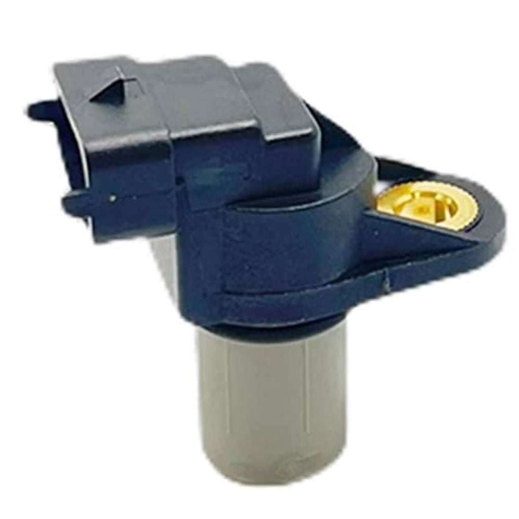 Camshaft position sensor in dark housing, gray connector, and gold terminal