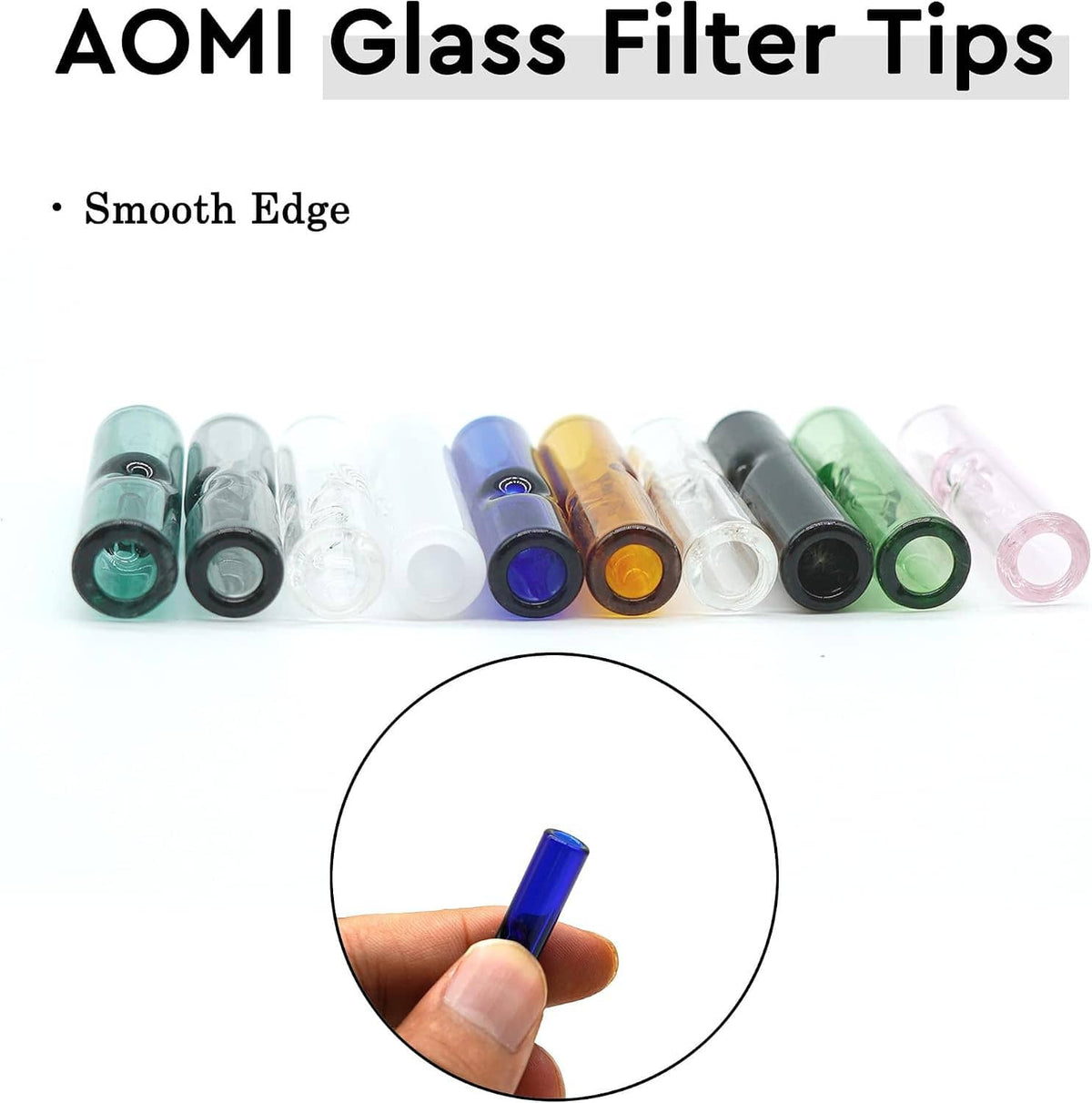 Assorted reusable glass filter tips showing smooth-edged tube ends