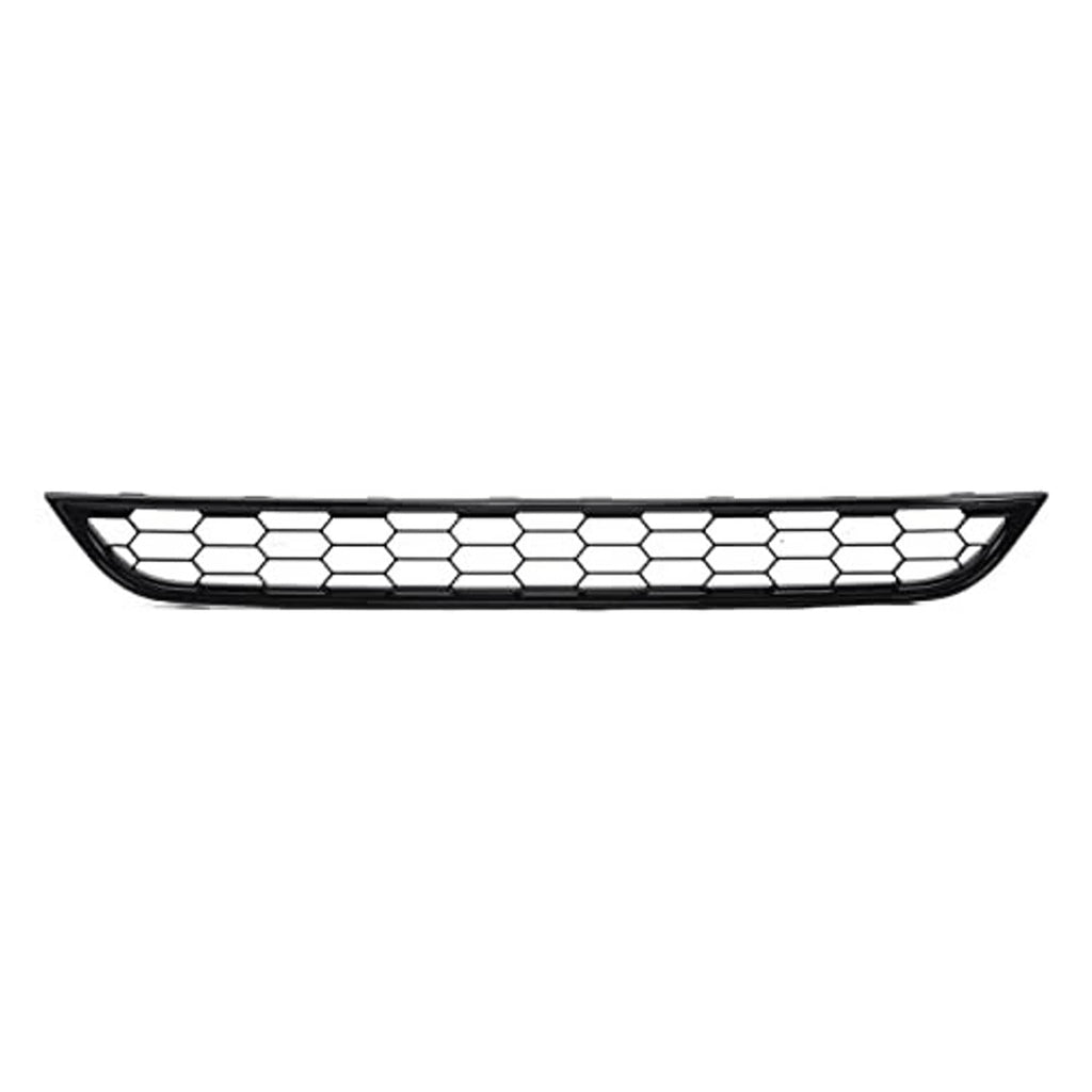 Front bumper grille insert with white hex mesh cells and black border