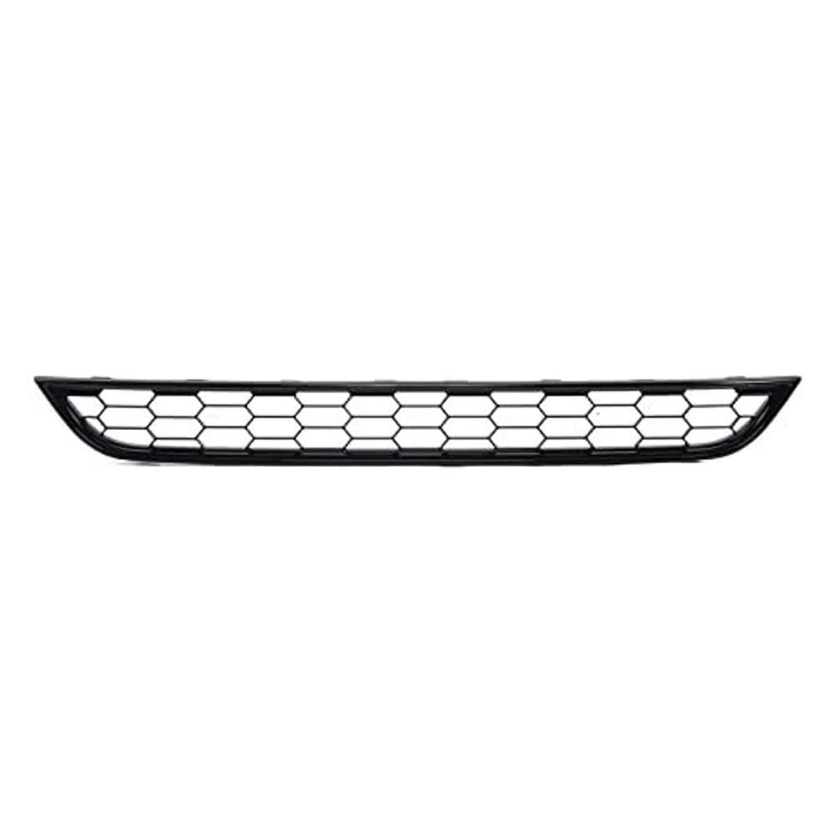 Front bumper grille insert with white hex mesh cells and black border