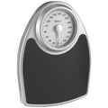 Conair analog bathroom scale with round dial and textured black platform, silver frame