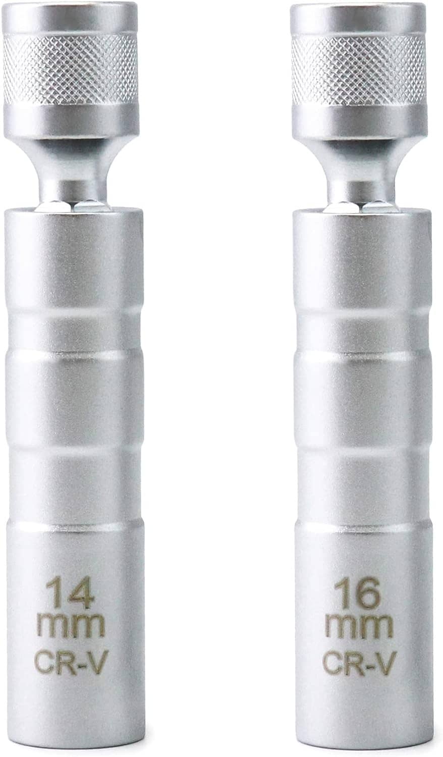 CR-V thin-wall magnetic spark plug sockets, 14 mm and 16 mm, textured grips