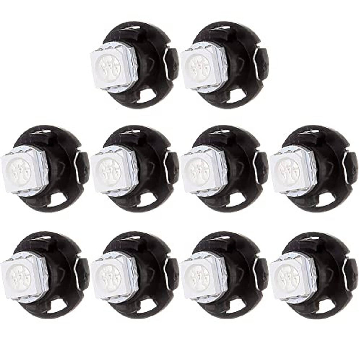 10-pack of black-cased white LED wedge bulbs with square front LED lens