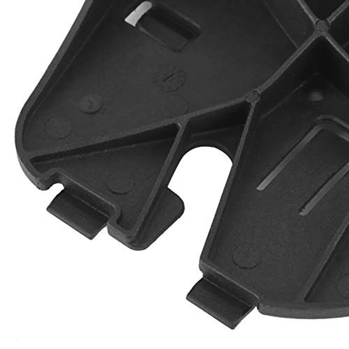 Black plastic hood release pull handle close-up of clip and opening