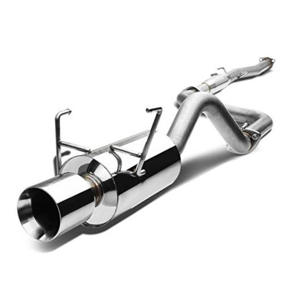 Stainless steel cat-back exhaust system with twin muffler and polished exhaust tips