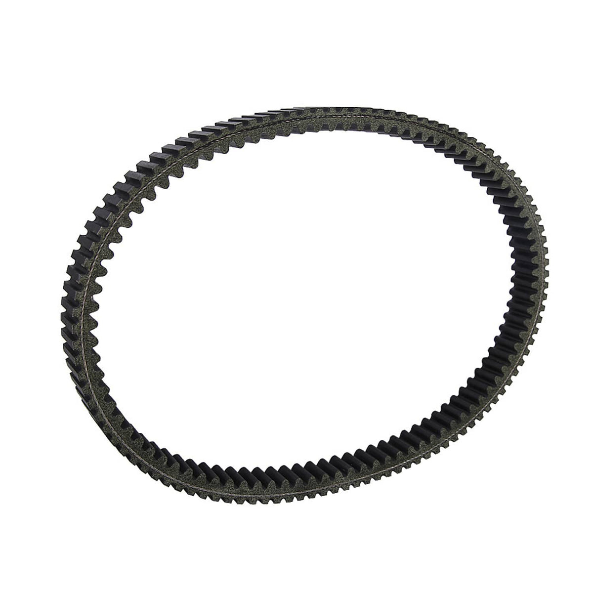 Black ribbed drive belt loop, angled view with curved profile