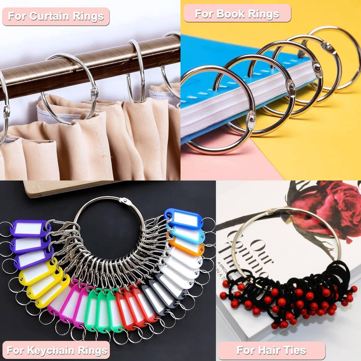 Nickel-plated silver loose-leaf binder rings set for page organizing