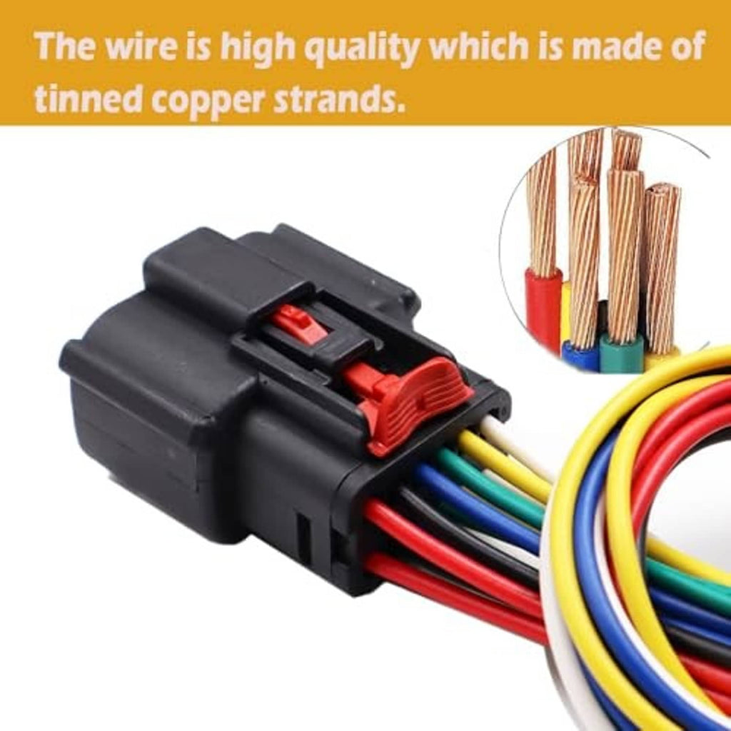 Headlight connector housing with color-coded wires and visible wire ends