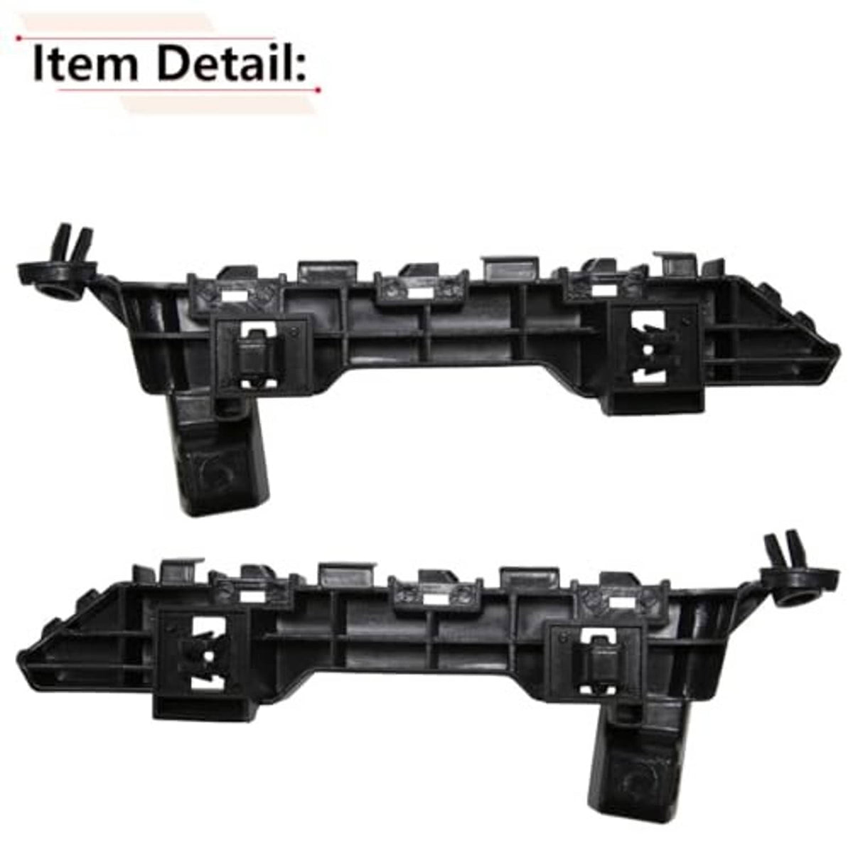 Black front bumper bracket with internal ribs and metal mounting blocks