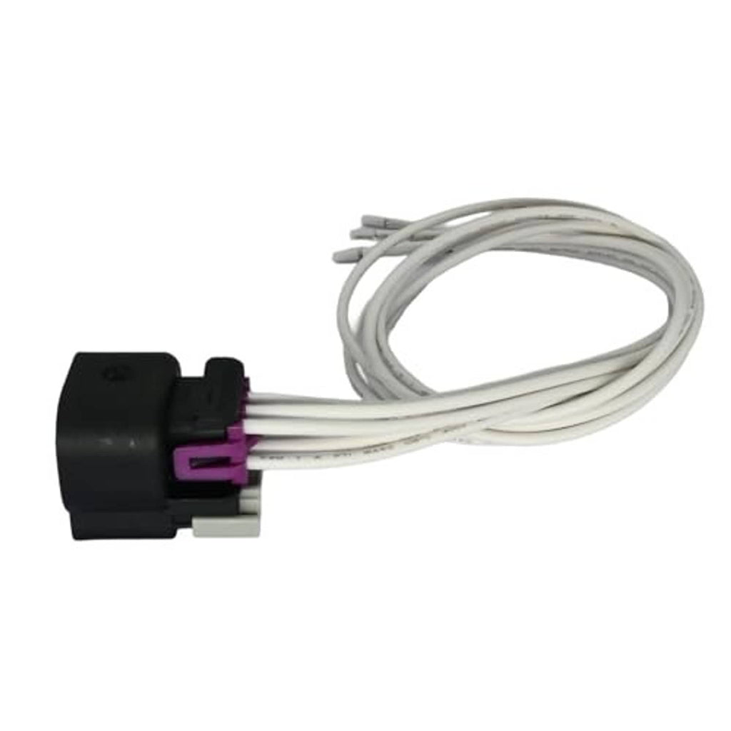 Throttle position sensor connector with gray terminals, black housing, and bundled wire leads