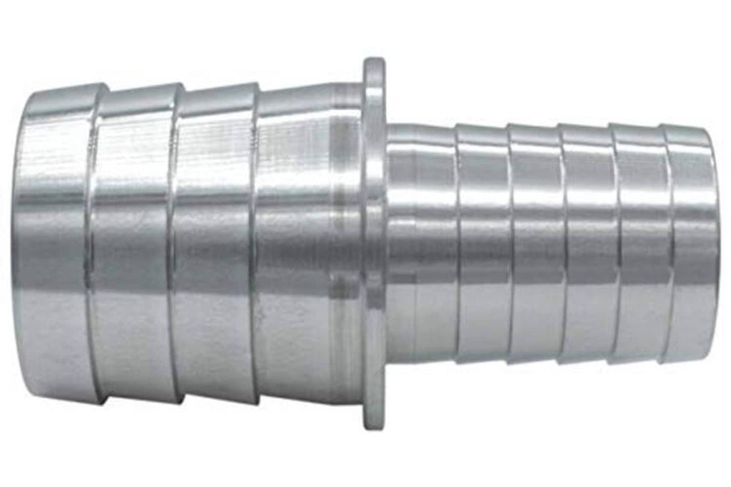 Metal hose barb splice coupler reducer fitting with angled profile and tapered barb