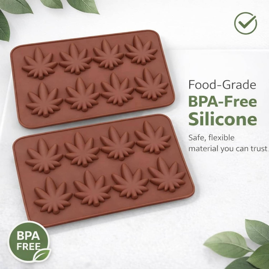 Silicone candy molds set, brown, with raised maple leaf impressions