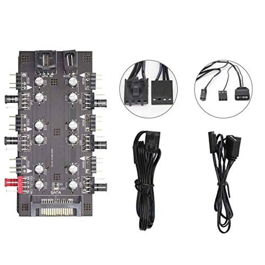 ARGB/PWM fan hub controller kit with PCB board and cable leads