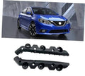 Front bumper support bracket retainers pair, matte black plastic with mounting holes