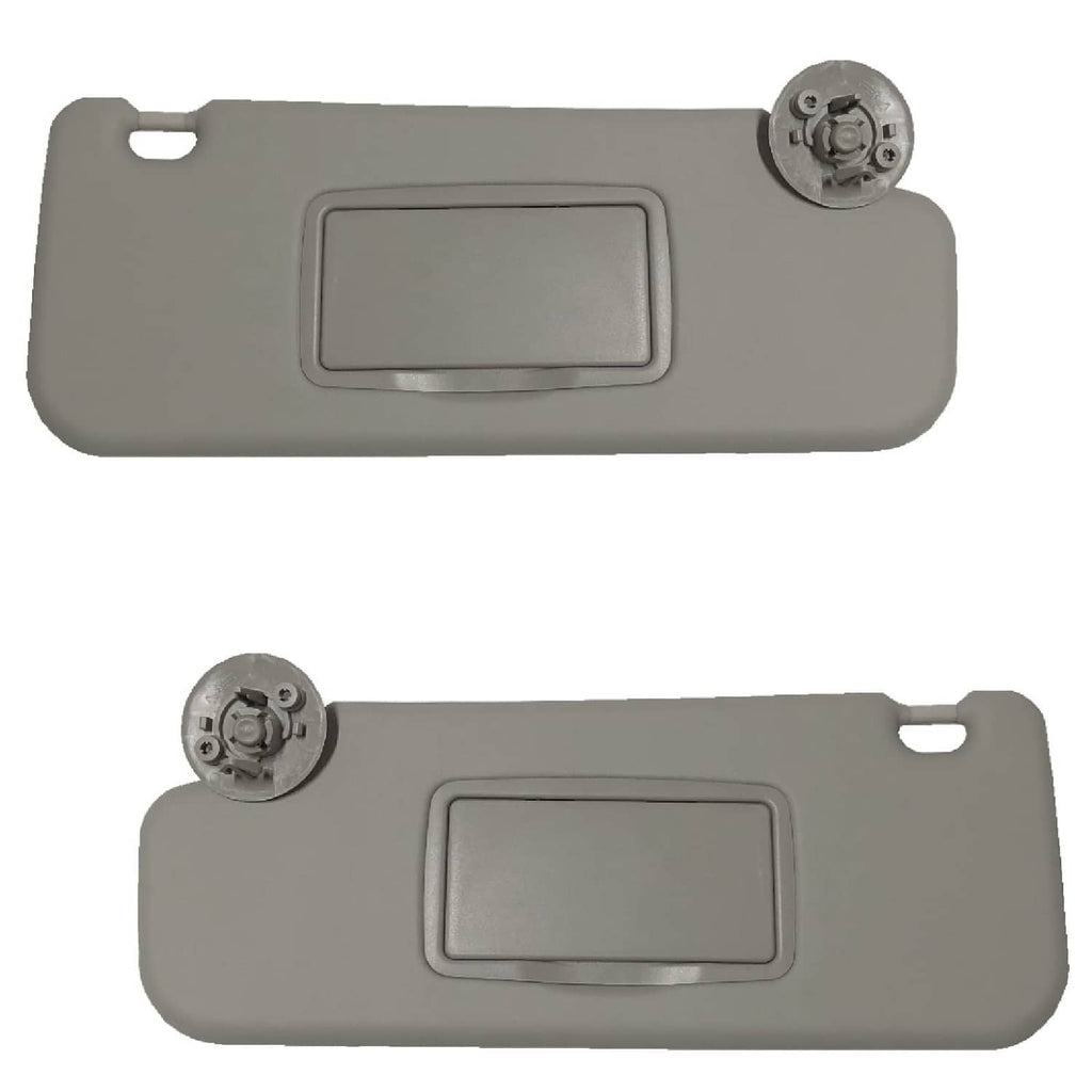 Gray sun visor with rectangular mirror cover and round mounting mounts, PM Plastic