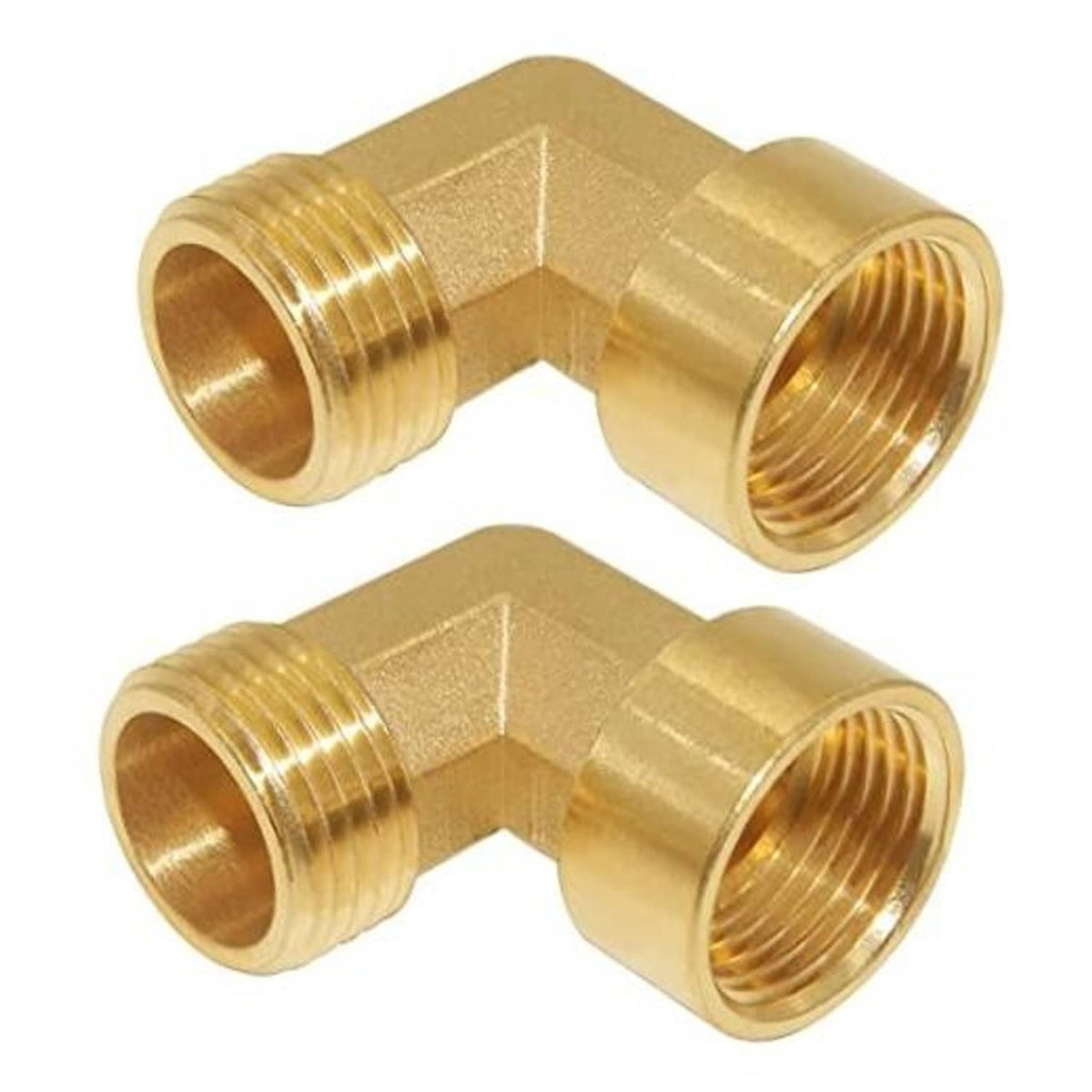 90-degree elbow pipe fitting in forged brass, with 3/4 in NPT female x male threads