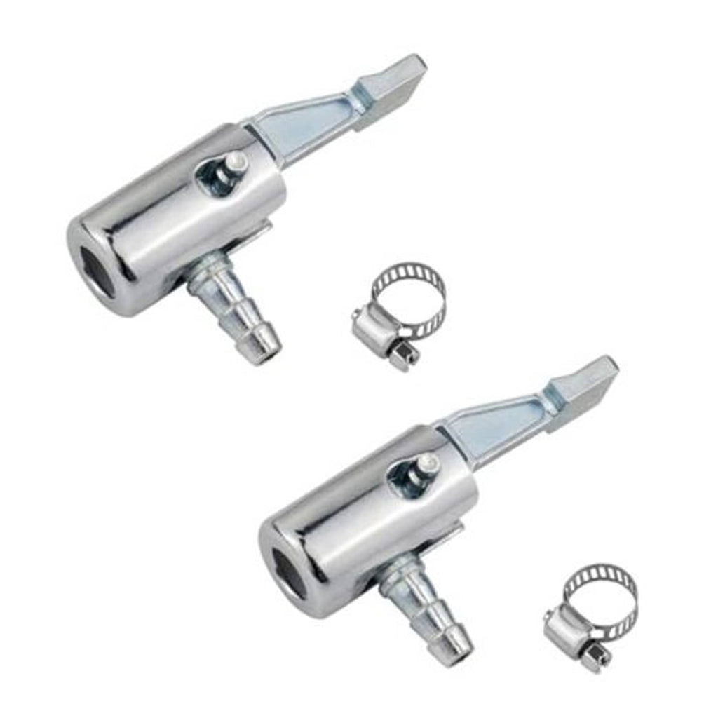 Metal lock-on air chuck for tire inflator, chrome finish with clamp collar