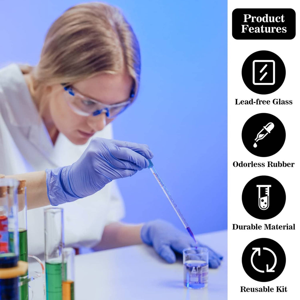 Blue rubber-glass pipette dropper with graduated 10 ml scale