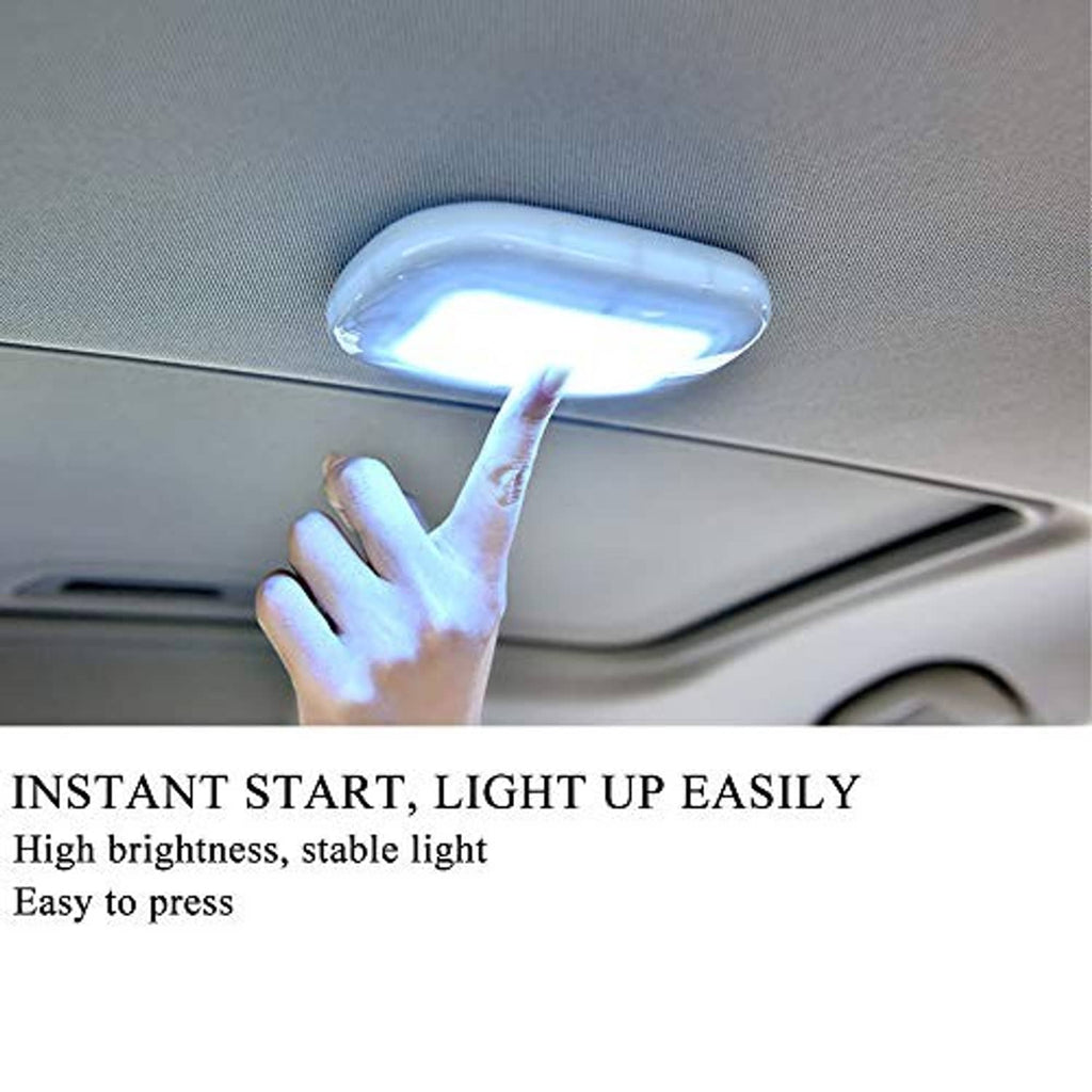 White car ceiling dome reading light with glowing LED panel