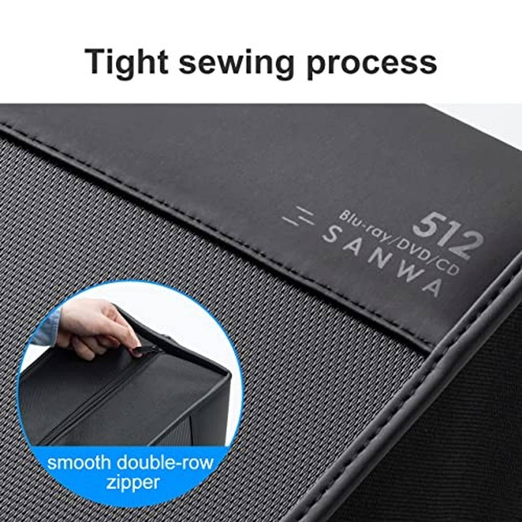 Black disc wallet with tight stitching and smooth double-row zipper, 512 marking