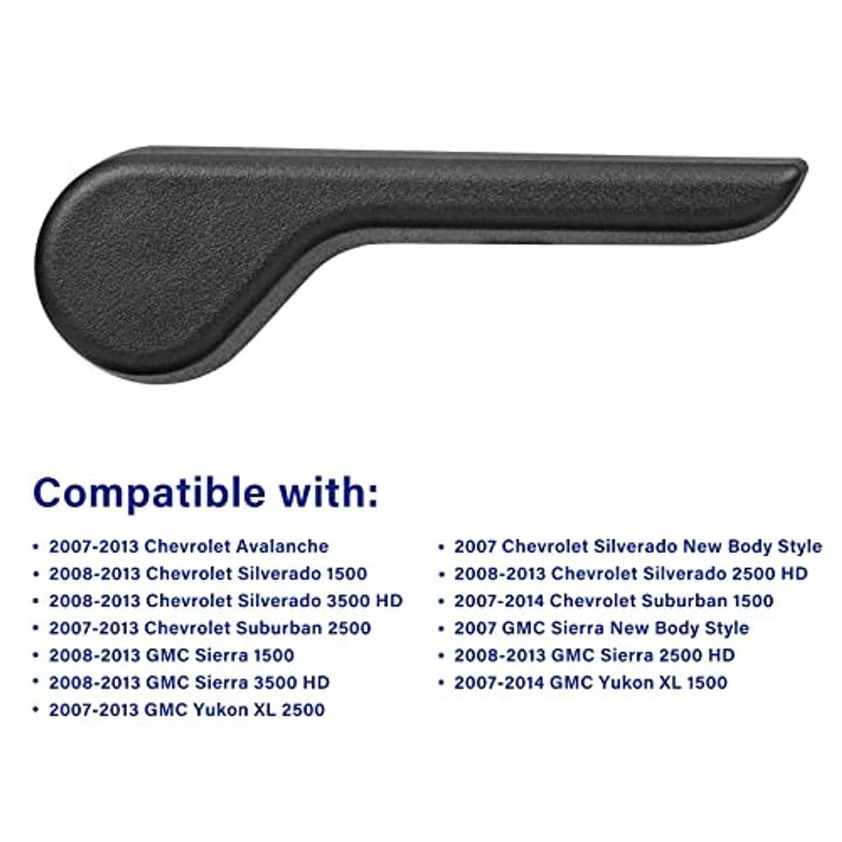 Black seat recliner handle lever, single front piece