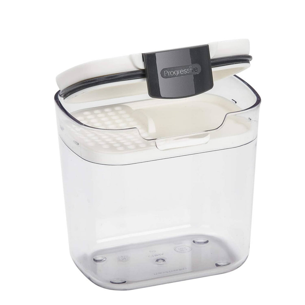 Clear 1.5-cup airtight storage container with white lid and locking clamp