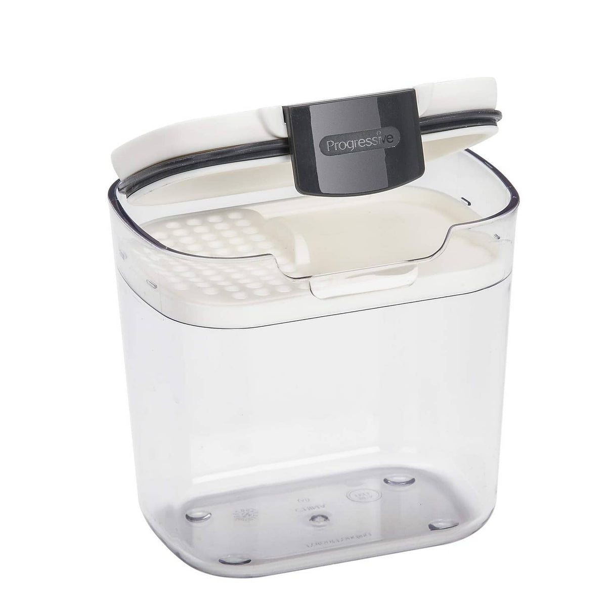 Clear 1.5-cup airtight storage container with white lid and locking clamp