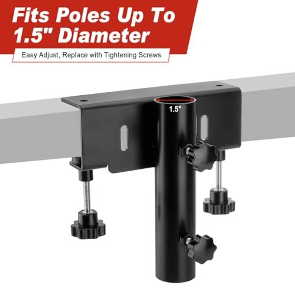 Black truck flag pole mount bracket for 1.5 in poles with adjustable clamp hardware