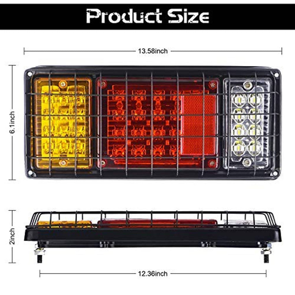 LED truck tail light bar size diagram with width and height measurements