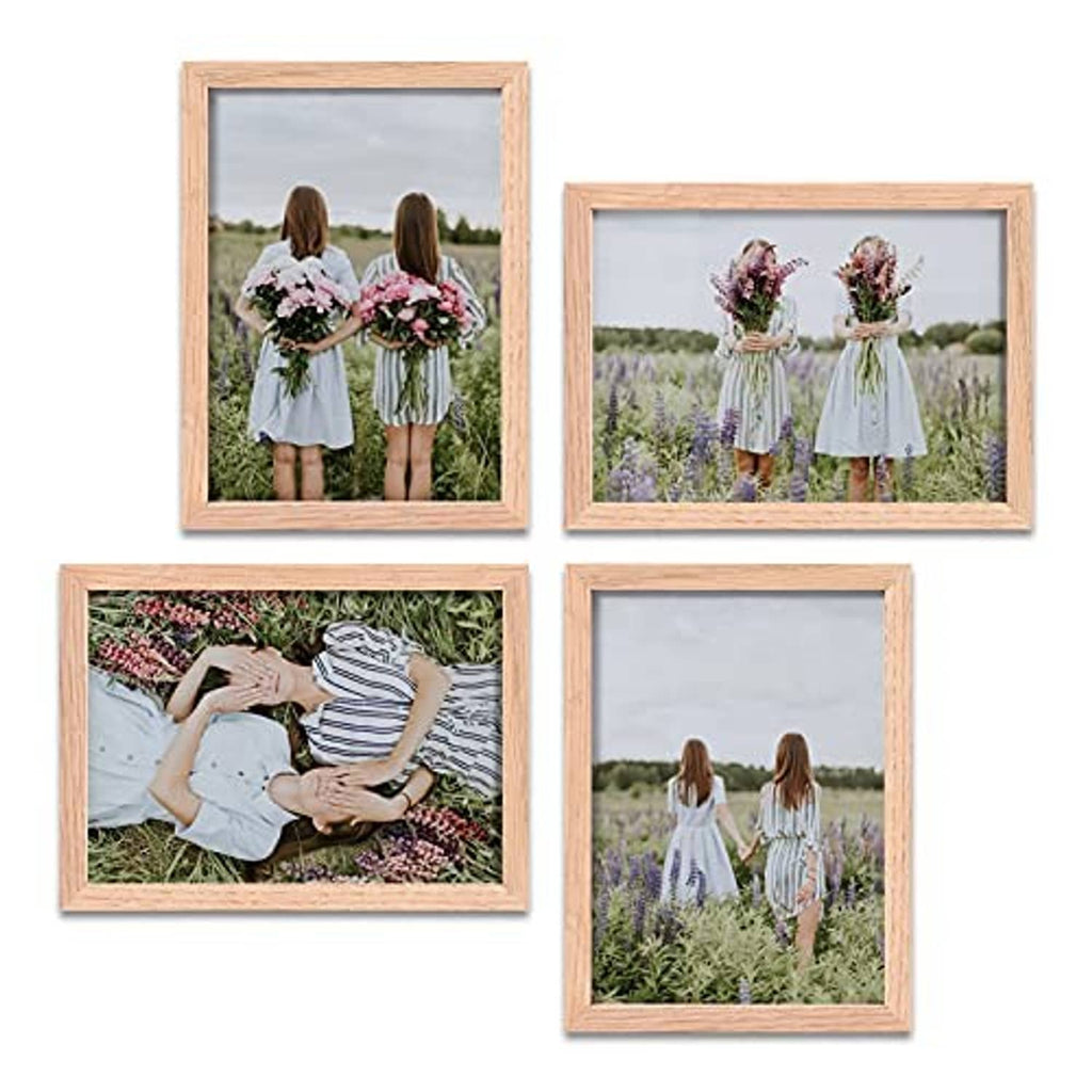 Natural oak wood 5x7 photo frames with four landscape photo inserts