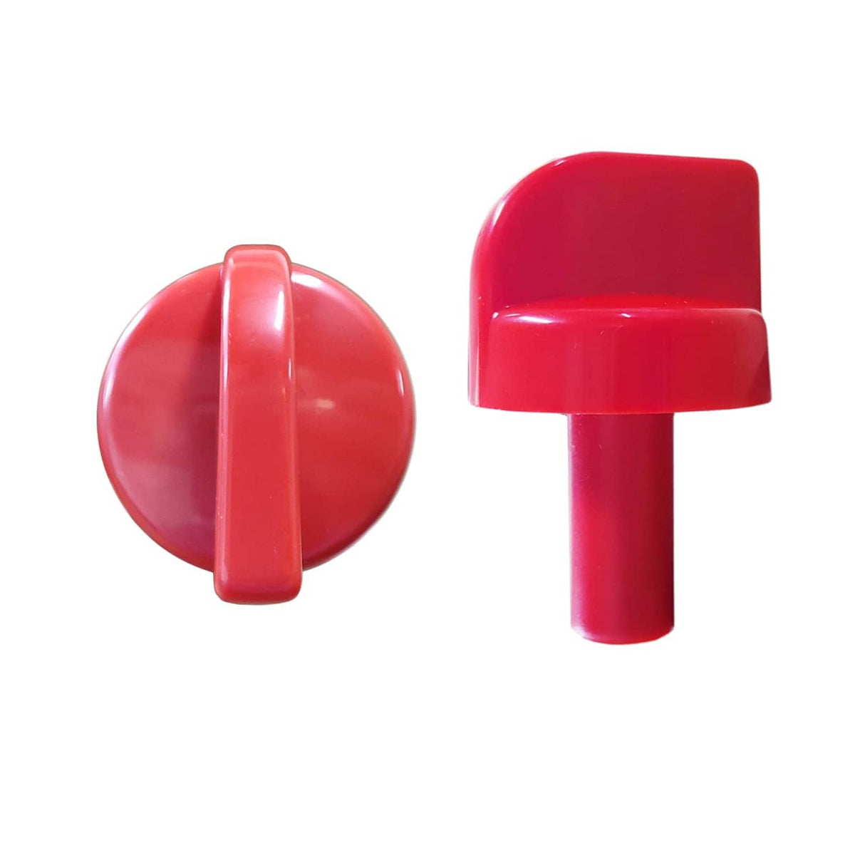 Red plastic control valve knob with round cap and short stem