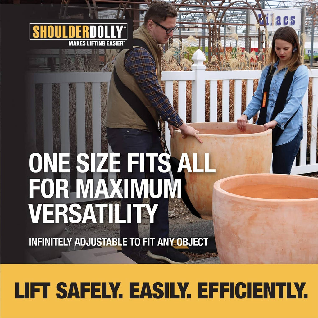 Black adjustable shoulder straps for safe moving and lifting of bulky items