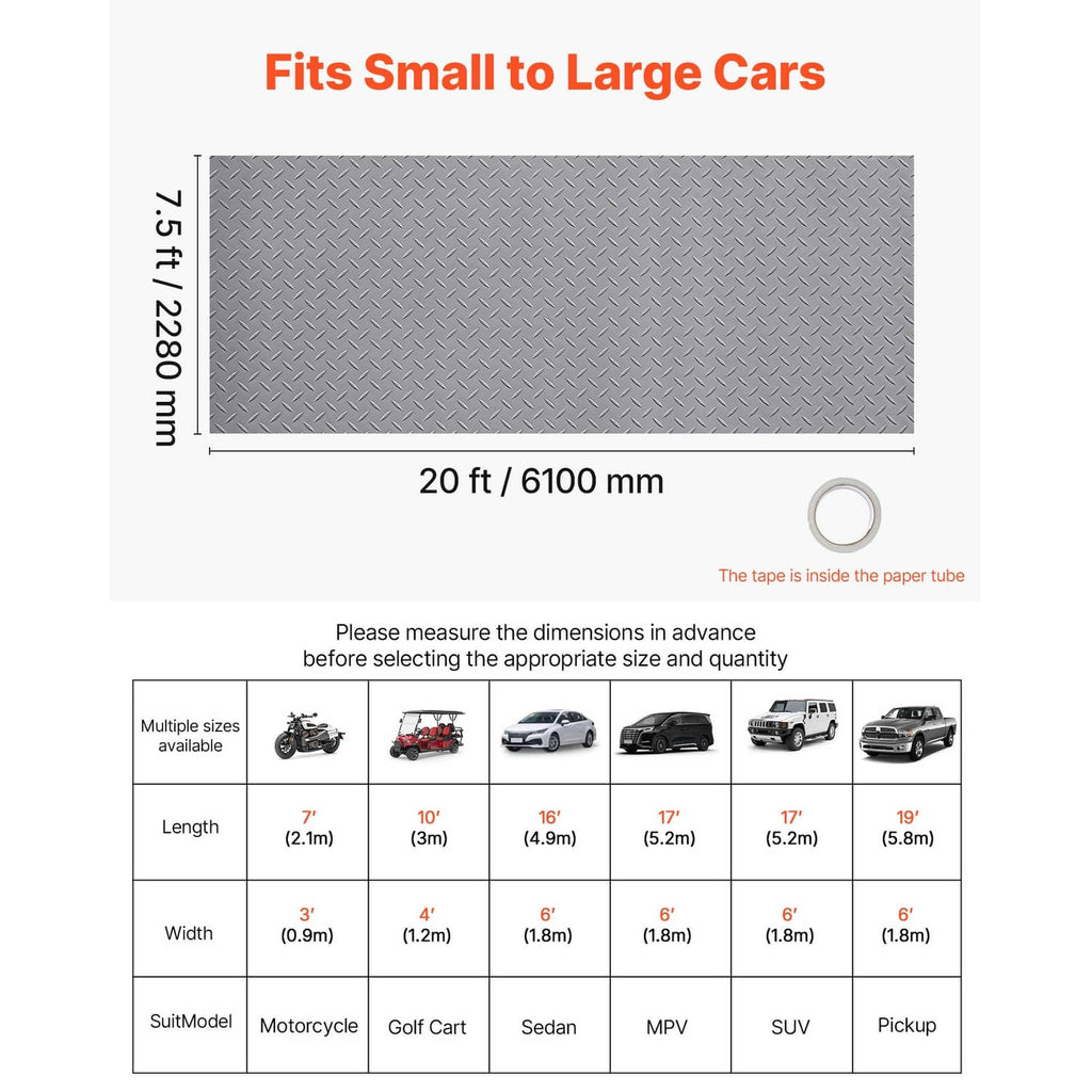 Rectangular silver gray diamond-plate PVC floor mat sheet with textured grip surface.